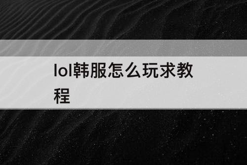 lol韩服怎么玩求教程