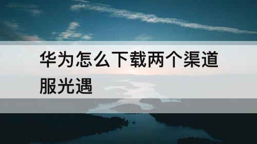 华为怎么下载两个渠道服光遇