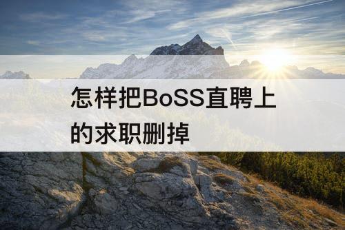 怎样把BoSS直聘上的求职删掉