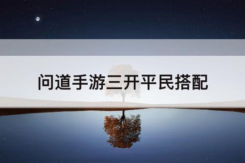 问道手游三开平民搭配
