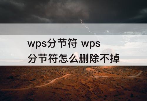 wps分节符 wps分节符怎么删除不掉