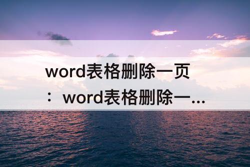 word表格删除一页：word表格删除一页空白页