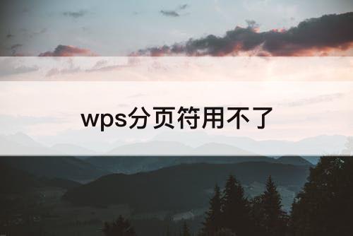 wps分页符用不了