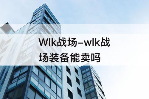 Wlk战场-wlk战场装备能卖吗