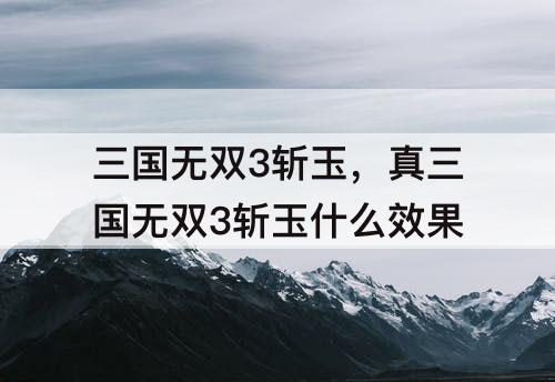 三国无双3斩玉，真三国无双3斩玉什么效果