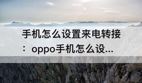 手机怎么设置来电转接：oppo手机怎么设置来电转接功能