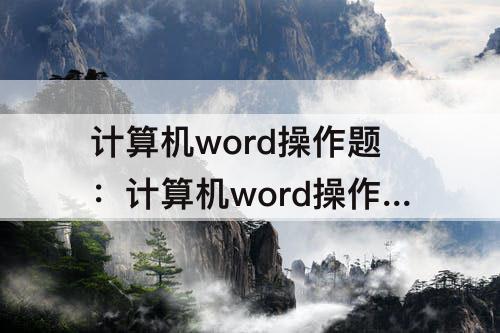 计算机word操作题：计算机word操作题软件
