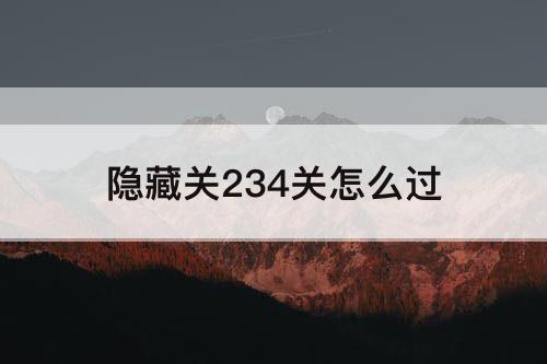 隐藏关234关怎么过
