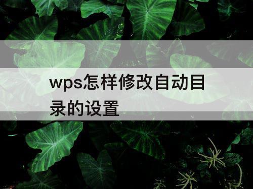 wps怎样修改自动目录的设置