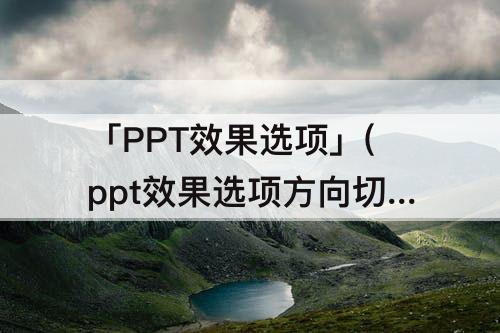 「PPT效果选项」(ppt效果选项方向切入)