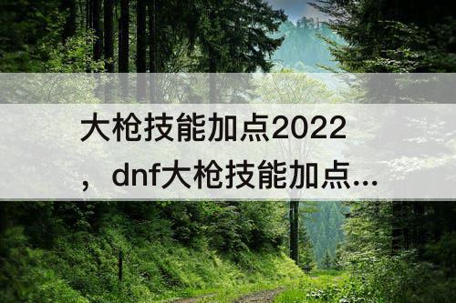 大枪技能加点2022，dnf大枪技能加点2022