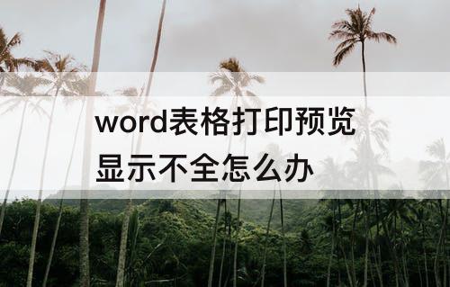 word表格打印预览显示不全怎么办