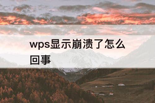 wps显示崩溃了怎么回事