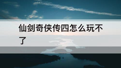 仙剑奇侠传四怎么玩不了