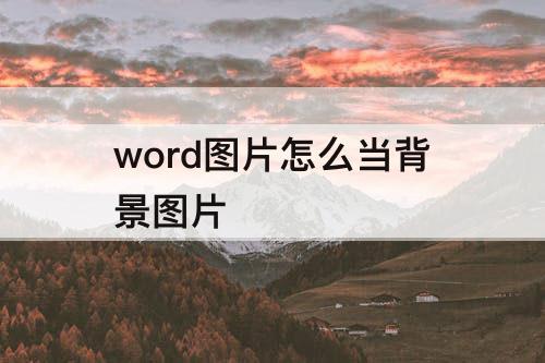 word图片怎么当背景图片