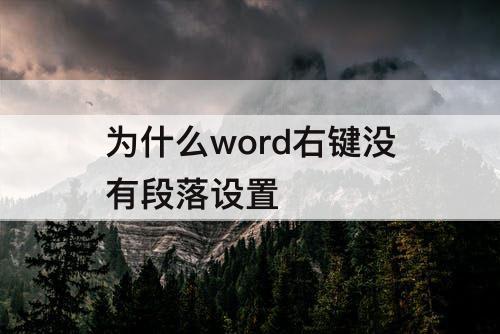 为什么word右键没有段落设置
