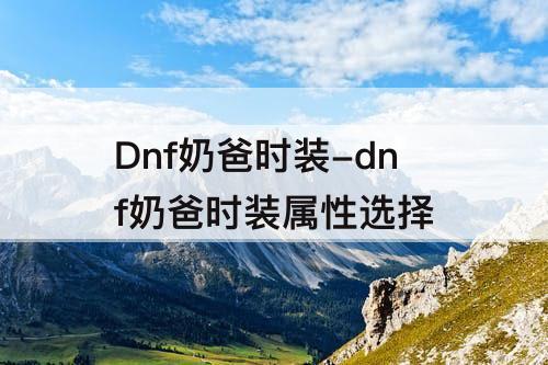Dnf奶爸时装-dnf奶爸时装属性选择