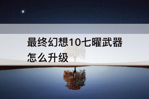 最终幻想10七曜武器怎么升级
