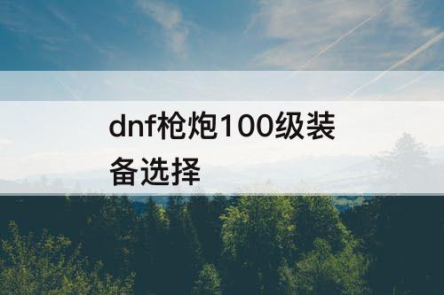 dnf枪炮100级装备选择