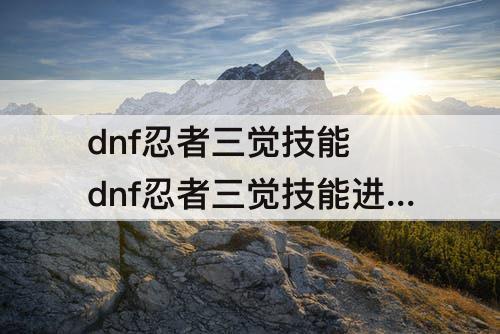 dnf忍者三觉技能 dnf忍者三觉技能进图后无法释放