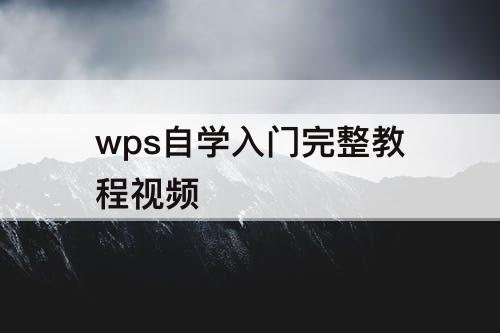 wps自学入门完整教程视频