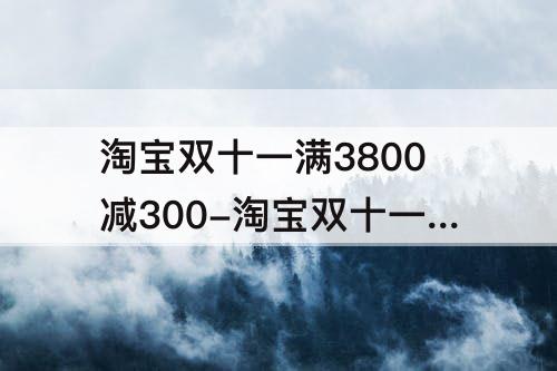 淘宝双十一满3800减300-淘宝双十一满3800减300不算优惠吗