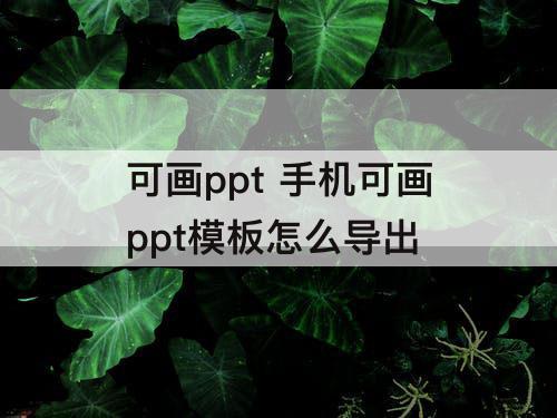 可画ppt 手机可画ppt模板怎么导出