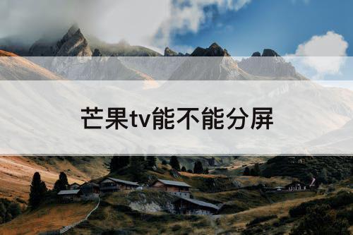 芒果tv能不能分屏