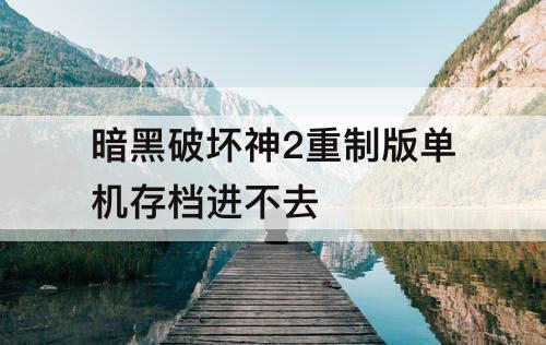 暗黑破坏神2重制版单机存档进不去