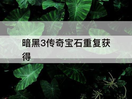 暗黑3传奇宝石重复获得