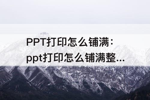 PPT打印怎么铺满：ppt打印怎么铺满整张纸