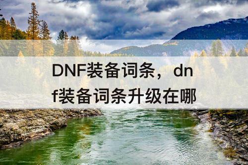 DNF装备词条，dnf装备词条升级在哪