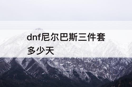dnf尼尔巴斯三件套多少天