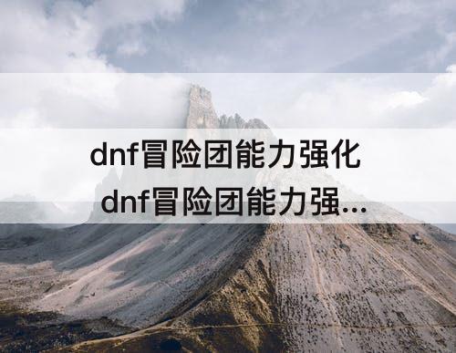 dnf冒险团能力强化 dnf冒险团能力强化怎么选