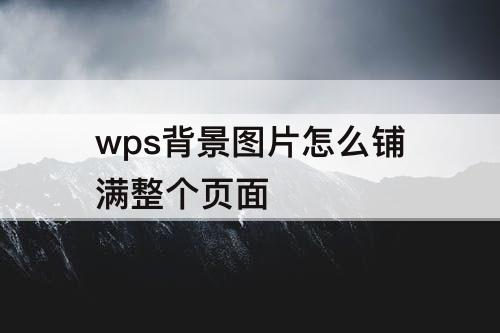 wps背景图片怎么铺满整个页面
