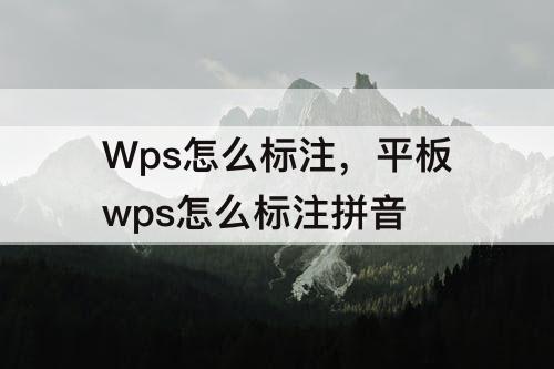 Wps怎么标注，平板wps怎么标注拼音