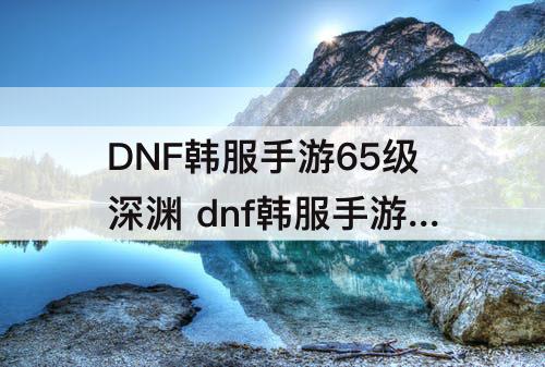 DNF韩服手游65级深渊 dnf韩服手游65级深渊哪个图爆率高
