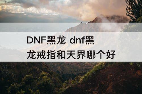 DNF黑龙 dnf黑龙戒指和天界哪个好