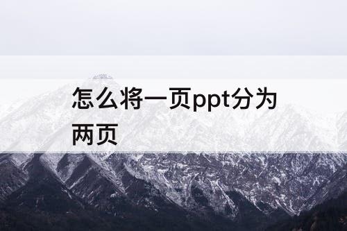 怎么将一页ppt分为两页
