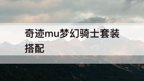 奇迹mu梦幻骑士套装搭配