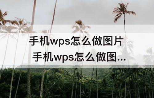 手机wps怎么做图片 手机wps怎么做图片文档长图