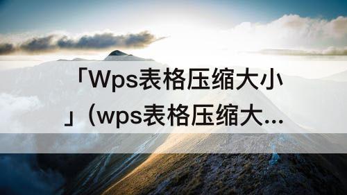 「Wps表格压缩大小」(wps表格压缩大小软件)
