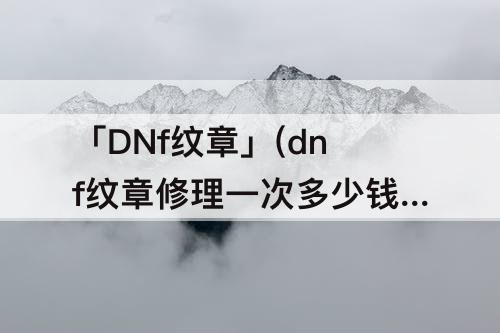 「DNf纹章」(dnf纹章修理一次多少钱)