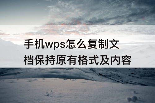 手机wps怎么复制文档保持原有格式及内容