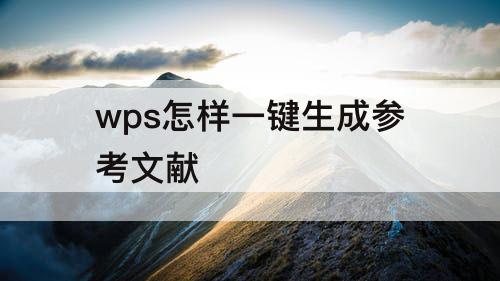 wps怎样一键生成参考文献