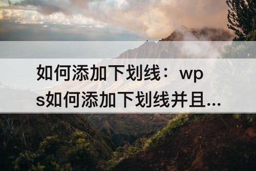 如何添加下划线：wps如何添加下划线并且拉长