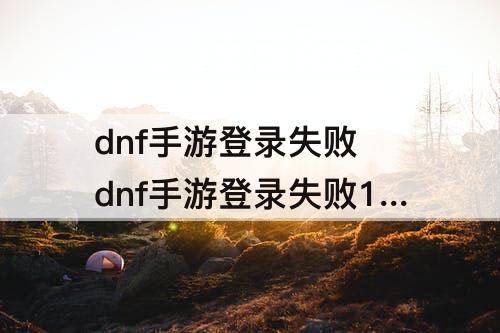 dnf手游登录失败 dnf手游登录失败10006