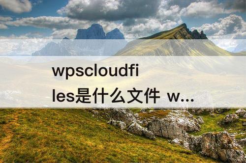 wpscloudfiles是什么文件 wpscloudfiles是什么文件可以移动