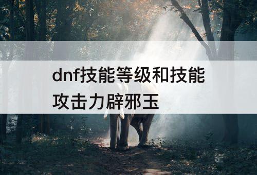 dnf技能等级和技能攻击力辟邪玉