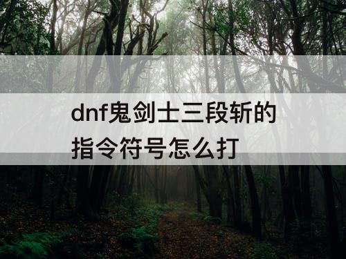 dnf鬼剑士三段斩的指令符号怎么打